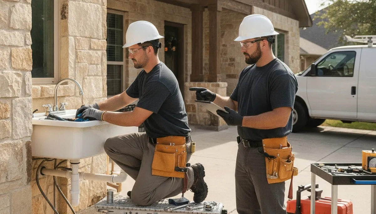 Austin, TX emergency plumber repairing a burst pipe for residential plumbing service