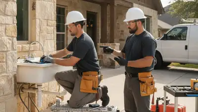 Austin, TX emergency plumber repairing a burst pipe for residential plumbing service