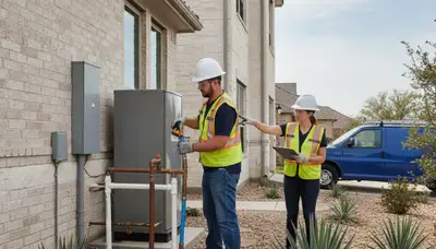 Emergency plumber in Austin, TX repairing a plumbing leak for a local home or business