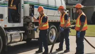 Austin, TX plumber pumping septic tank for home plumbing maintenance