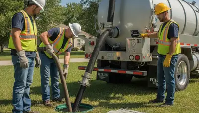 Austin, TX plumber pumping septic tank for a residential plumbing service call