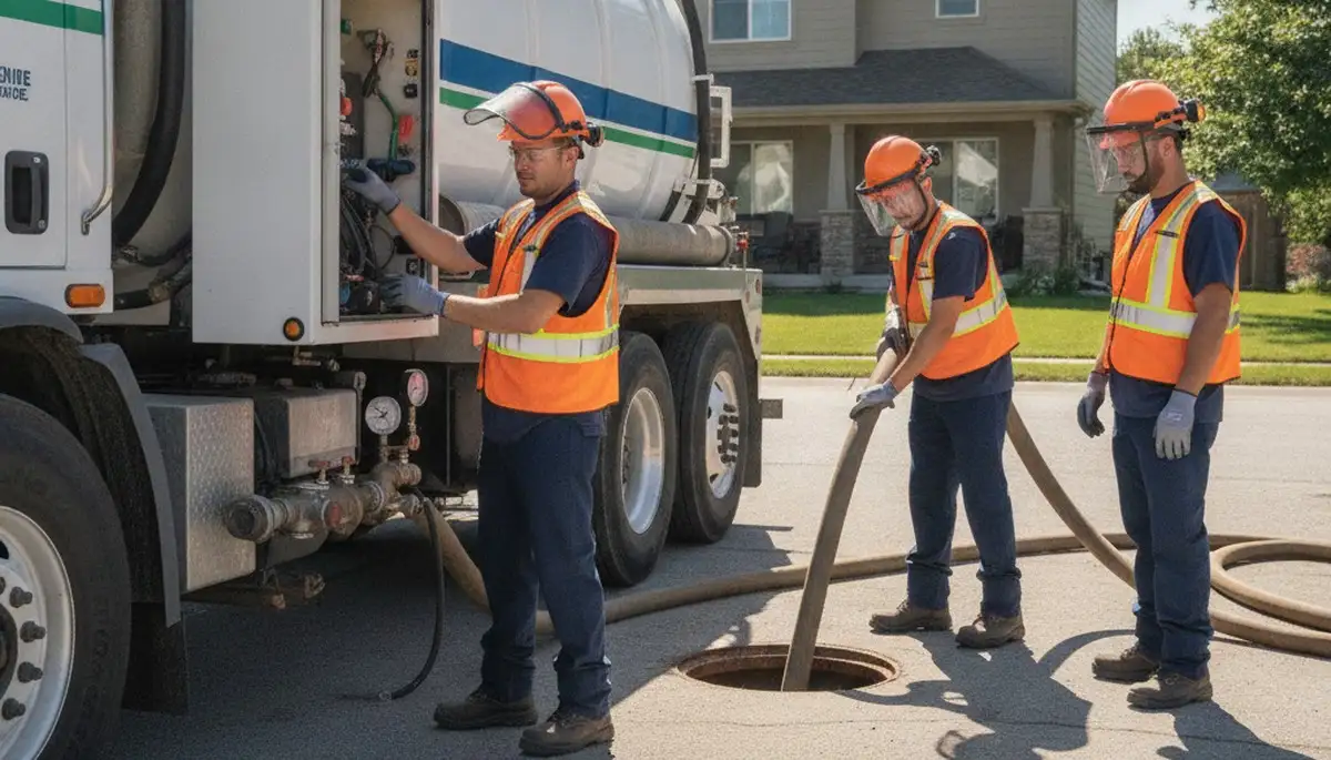Austin, TX plumber pumping septic tank for residential plumbing service