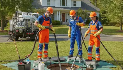 Austin, TX plumber cleaning a septic tank for residential plumbing maintenance