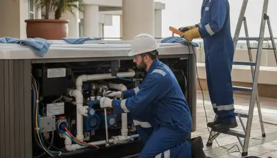 Austin, TX plumber repairing a home spa for reliable plumbing service