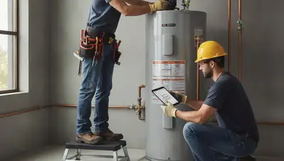 Austin, TX plumber repairing a water heater for emergency residential service