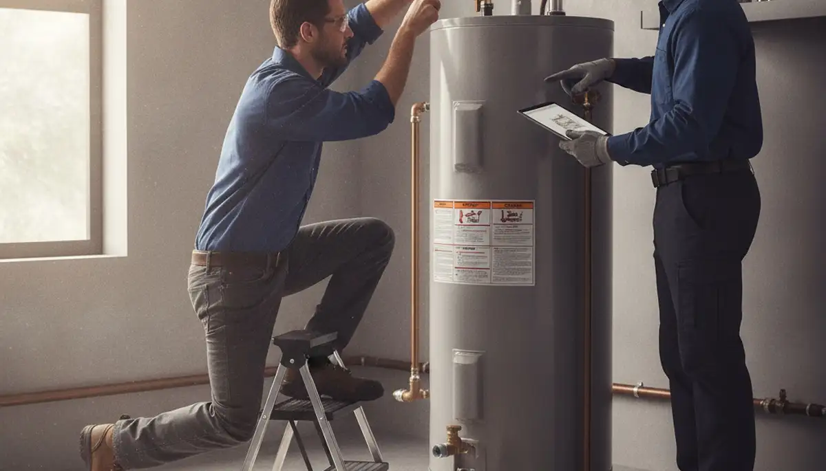 Austin, TX plumber repairing a water heater for emergency plumbing service